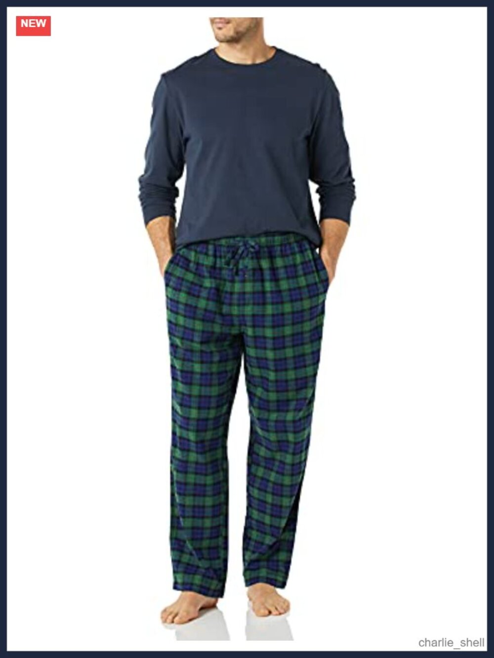 Men's Cotton Flannel Pajama Set Long Sleeve Top & Pants Lounge